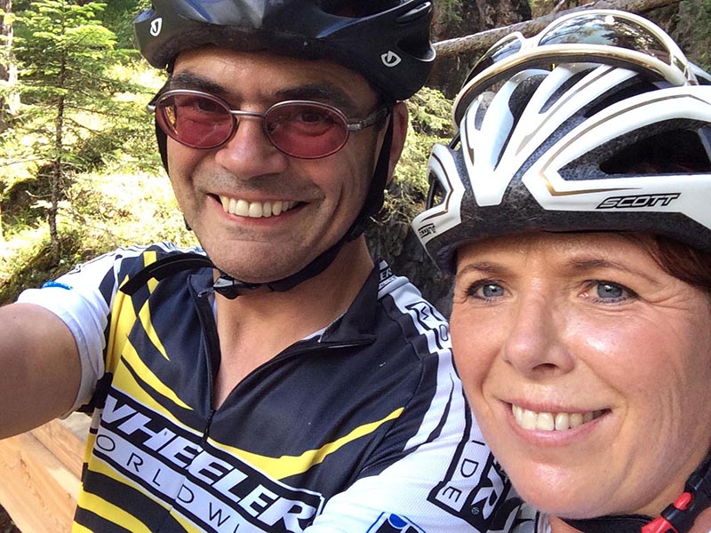 Franz and Andrea mountain biking